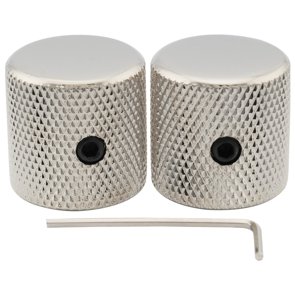 Musiclily Pro 1/4 Inch Steel Fine Knurled Flat Top Control Knobs with Set Screw for Electric Guitar Bass (Set of 2)
