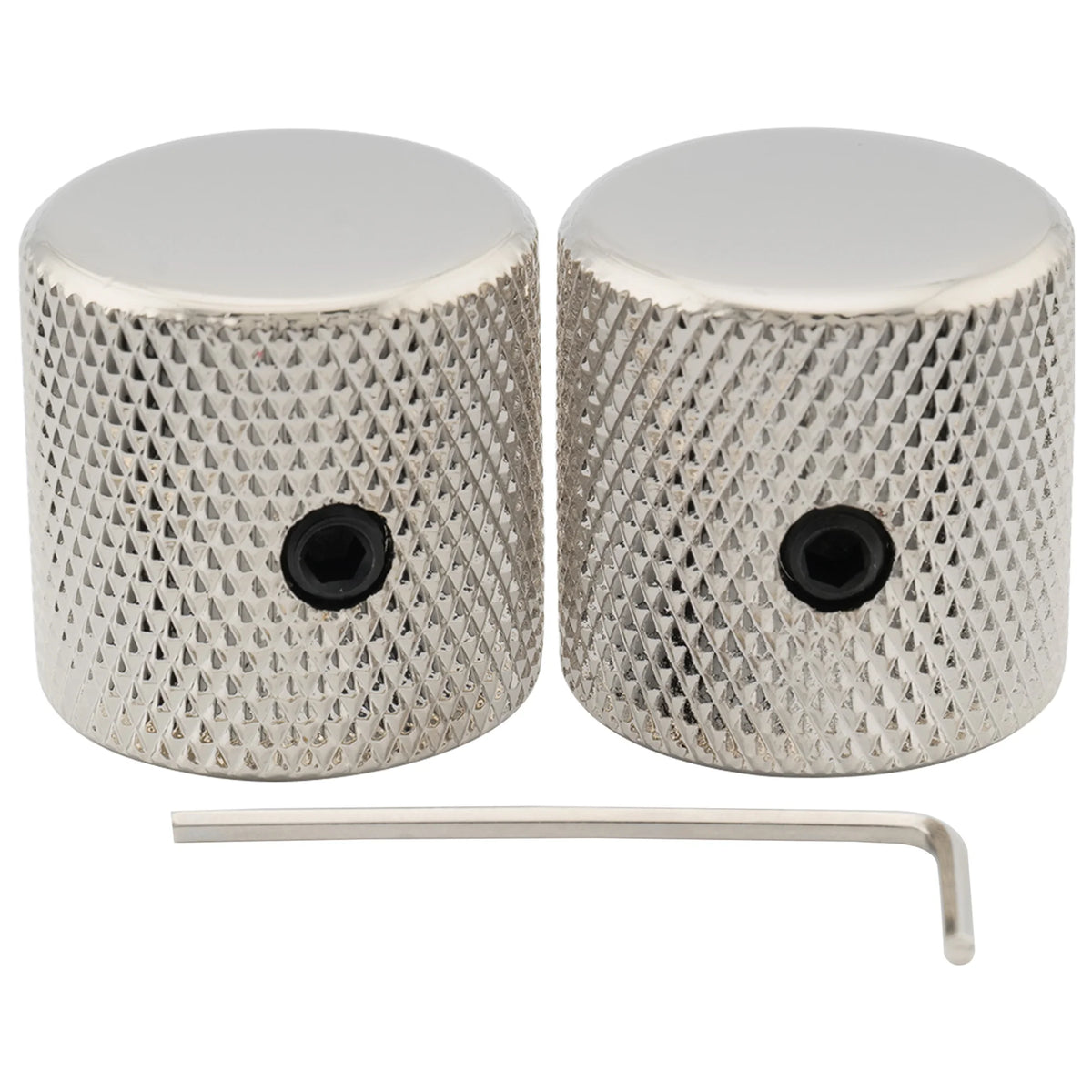 Musiclily Pro 1/4 Inch Steel Fine Knurled Flat Top Control Knobs with Set Screw for Electric Guitar Bass (Set of 2)