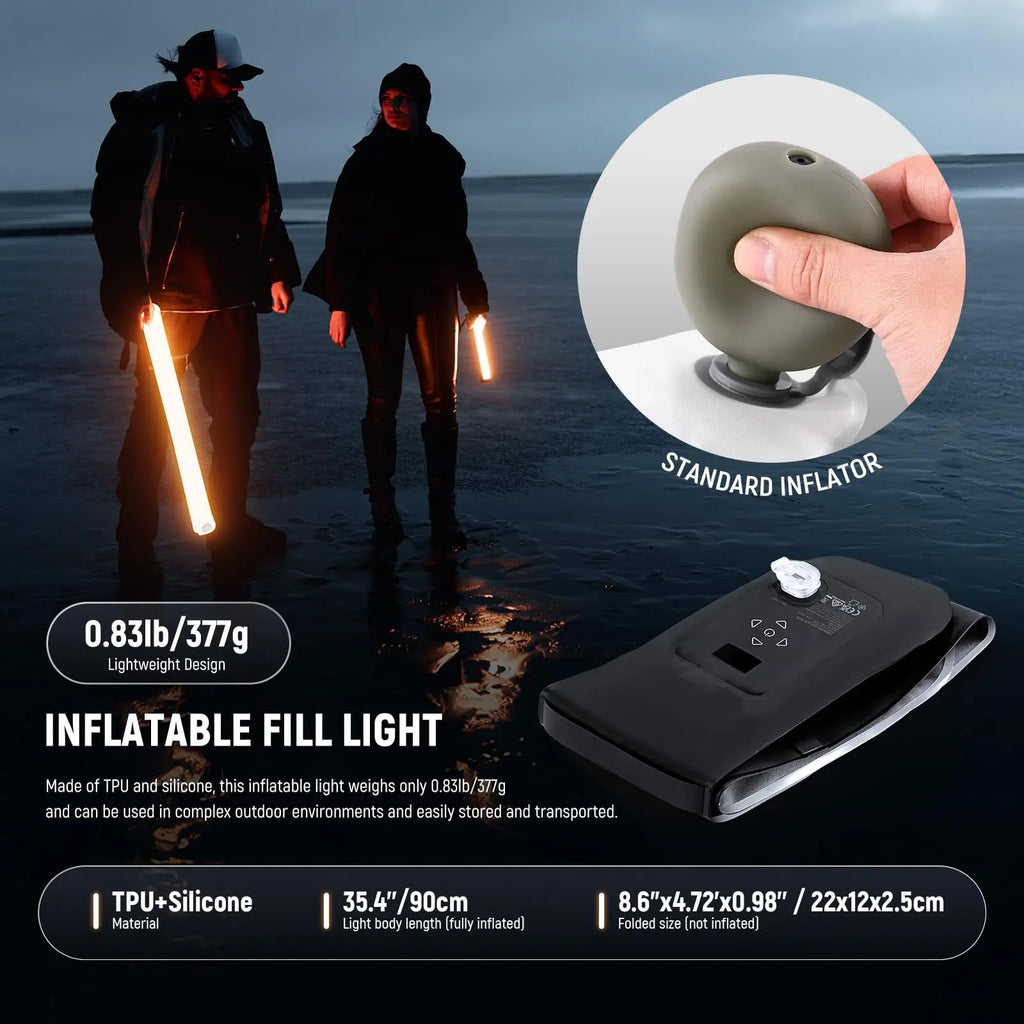 NEEWER Basics 21/30W Handheld RGB Tube Light 35.5"/90cm Portable Inflatable TPU Lighting 5000mAh Type C 45W in/30W Out 3000Lux
