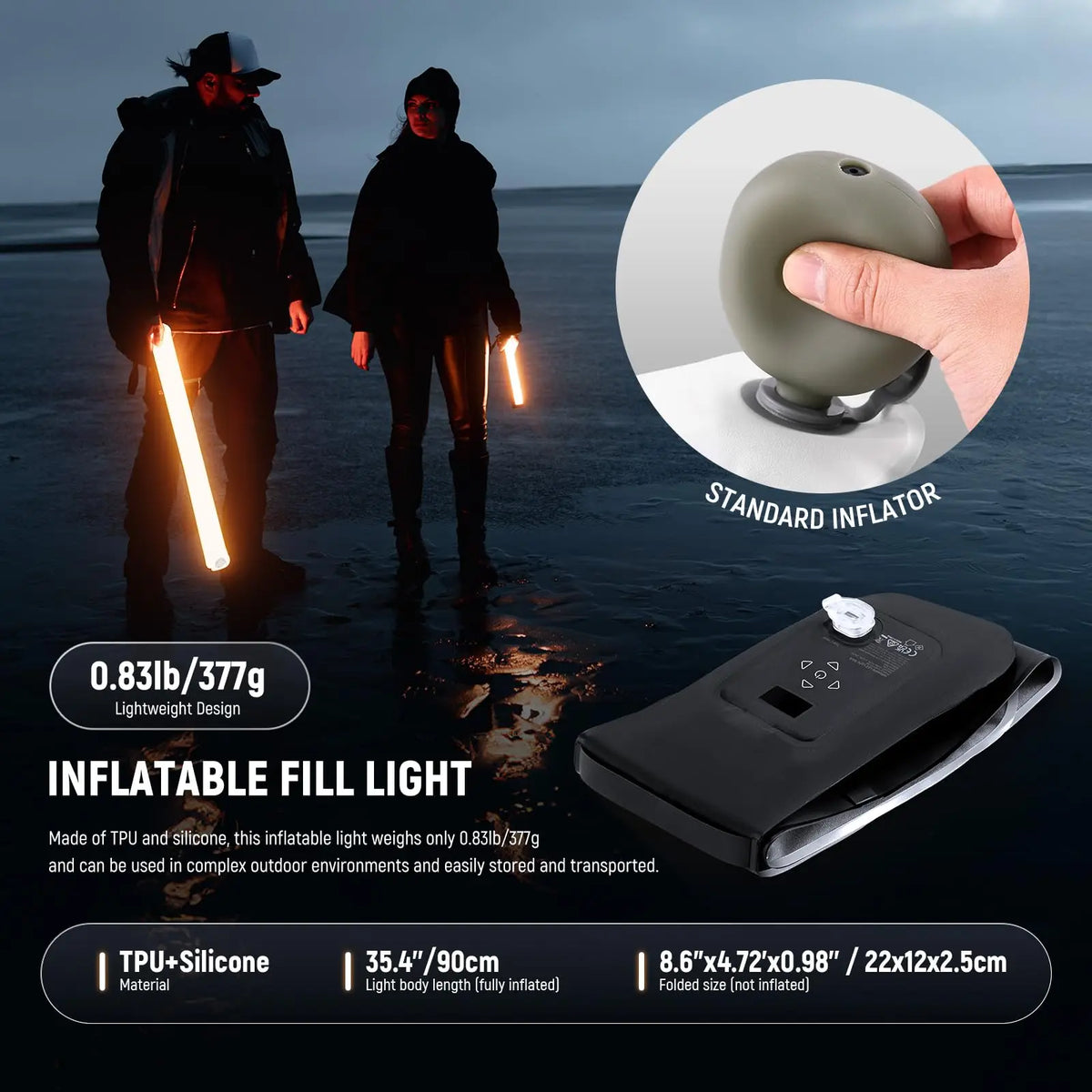 NEEWER Basics 21/30W Handheld RGB Tube Light 35.5"/90cm Portable Inflatable TPU Lighting 5000mAh Type C 45W in/30W Out 3000Lux