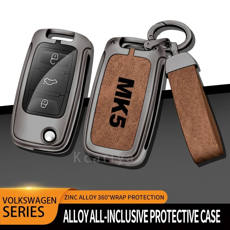 Auto TPU Zinc Alloy Key Case Bag For VW Volkswagen GOLF 5 MK5 Car Key Chain Car Metal Key Shell Interior Decoration Accessories