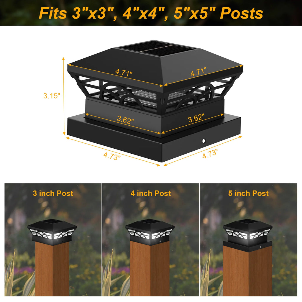 Solar Post Light Outdoor IP65 LED Fence Gate Pillar Column Lamp, 1/2/4pcs