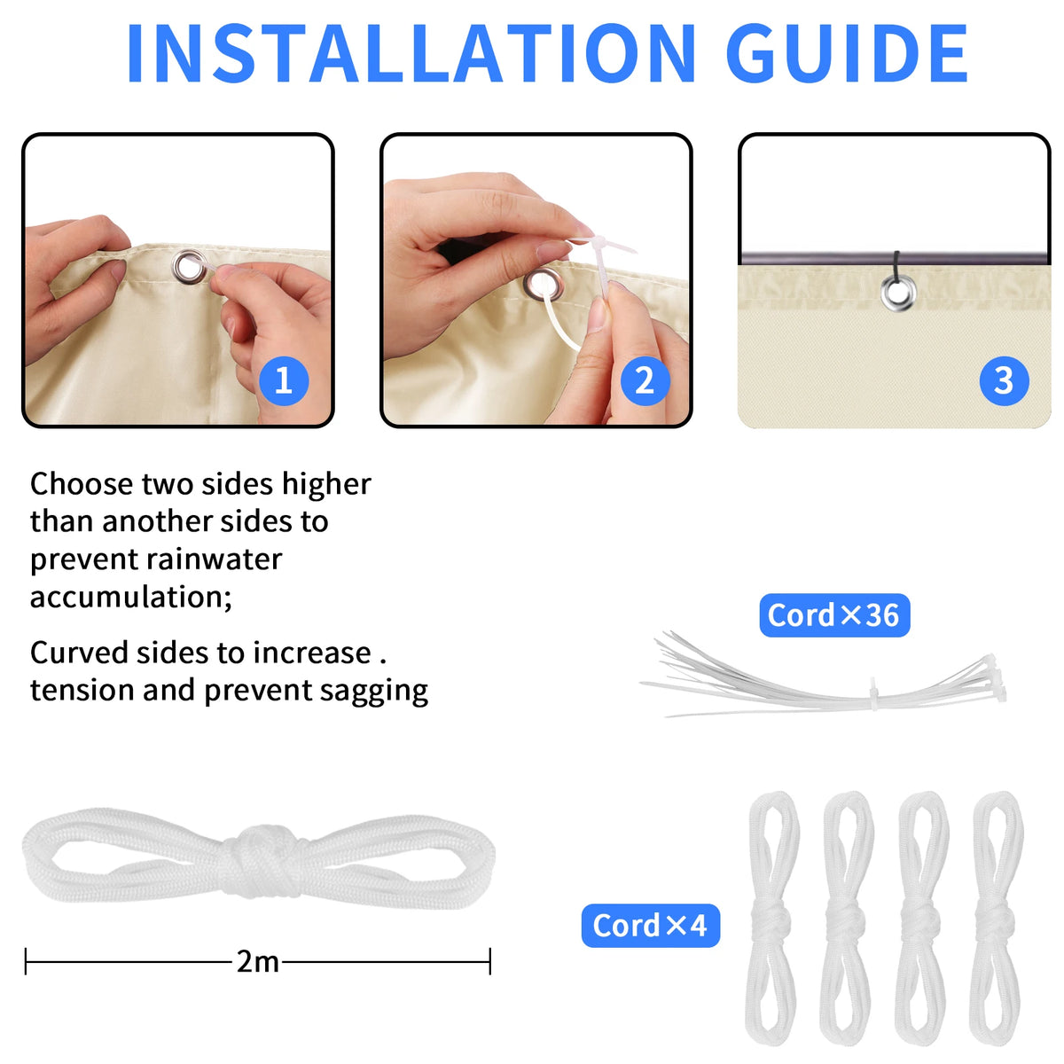 5Mx4M/3M/2M Waterproof Sun Shade Sail with Grommets Rectangle Garden Patio Pergola Cover For Outdoor Camp Tent Shelter