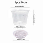 5Pcs 11/12.5/14/15/17cm Planter Pots with Side Holes Orchid Flowerpot with Trays Breathable Transparent Plastic  Flowerpot