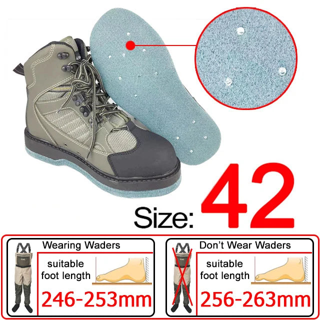 Fishing Shoes, Outdoor Fly Fishing Boots, Felt or Rubber Sole Sea River Reef Rock Fishing Boots, Hunting Fishing Waders Boots