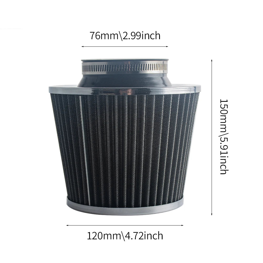 76MM 3 Inch High Flow Cold Air Intake Filter Universal Induction Kit Car Accessories Vehicles Air Filters Sport Power Mesh Cone