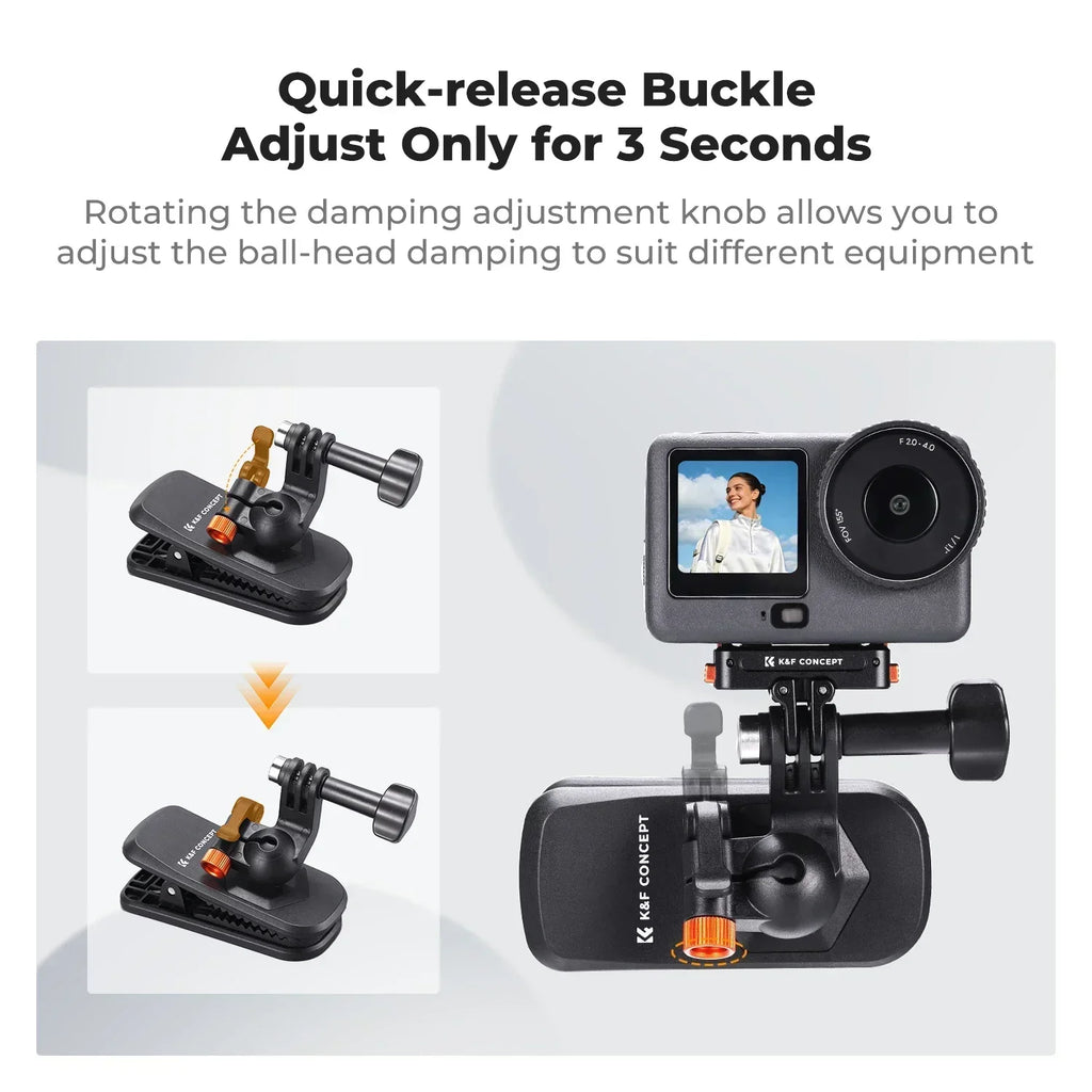 K&F Concept Magnetic Backpack Clip Mount for DJI Osmo Action 5/4/3, GoPro Hero, Insta360