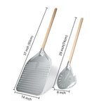 SHANGPEIXUAN Perforated Pizza Peel with Turning Pizza Peel Wood Handle Pizza Shovel Anodized Short Spatulas Baking Tools