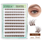 VYRILA Self Adhesive Cluster Eyelashes D Curl 10-16mm Pre-Glued Press-On Lashes