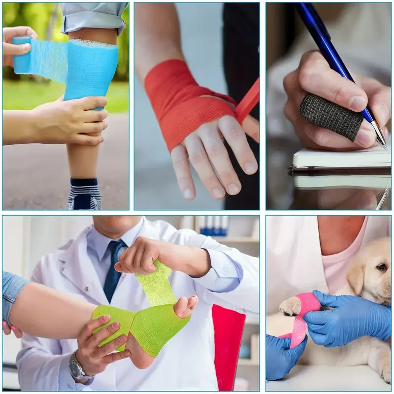 12/24Rolls Athletic Wrap Tape Self Adhesive Elastic Bandage Elastoplast Sports Protector Knee Finger Shoulder Tattoo Accessories