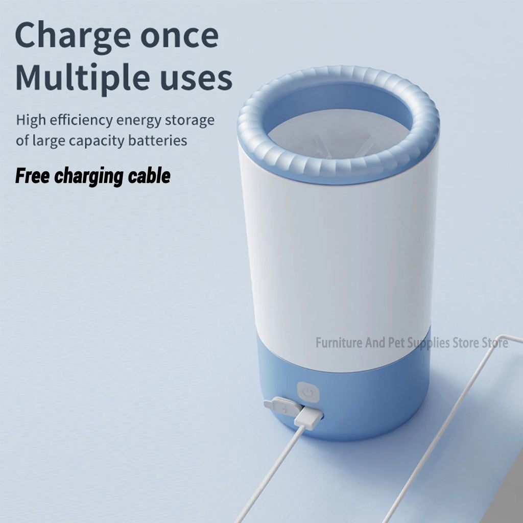 Electric dog paw cleaner cup automatic pet foot washing machine portable waterproof, blue