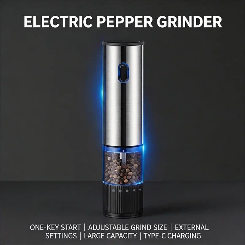 Electric Salt and Pepper Grinder Automatic Rechargeable Pepper Mill Shakers External Adjustable Coarseness Kitchen Appliances
