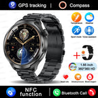 1.85" HD Big Screen Smart watch For men Sports NFC Watch Bluetooth Call Blood Pressure Temperature GPS Sport Track smart watch