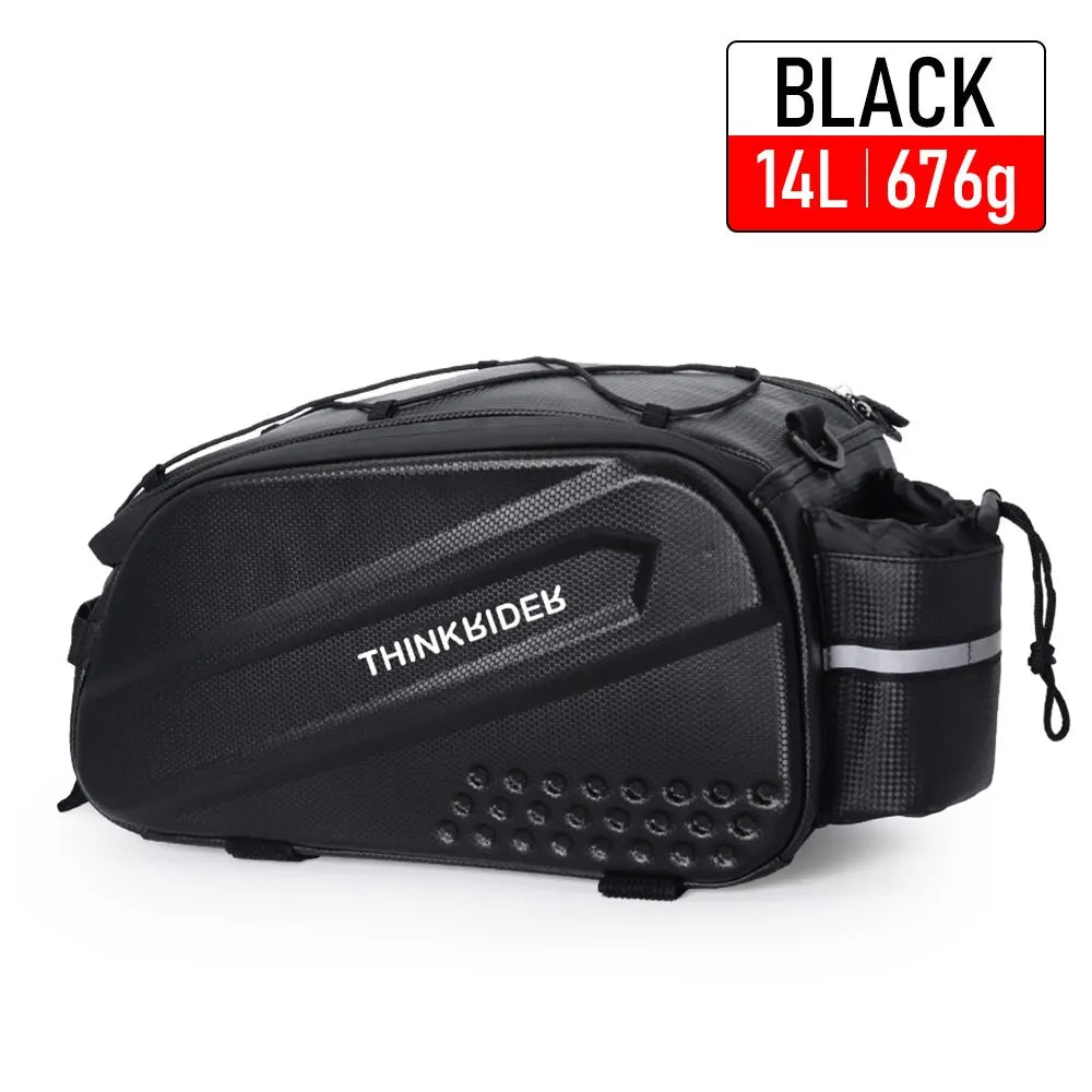 ThinkRider Bicycle Hard Shell Saddle Bag 14L Large Capacity, Water-Resistant, Rain Cover