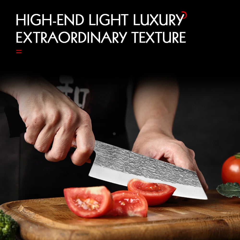 High-hardness Kitchen Knives, Forged Kitchen Knives Stainless Steel Meat Slicers, Solid Wood Handles, Exquisite Gift Knife Boxes