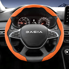 Suitable for Dacia Sports Suede Steering Wheel Cover, Split Snap-On Anti-Slip Style, for Models Such as Sandero Stepway, Duster, Jogger, Bigster, Spring, Electric, Cargo, Logan, Etc., in Black, Brown, Mocha, and Red Co