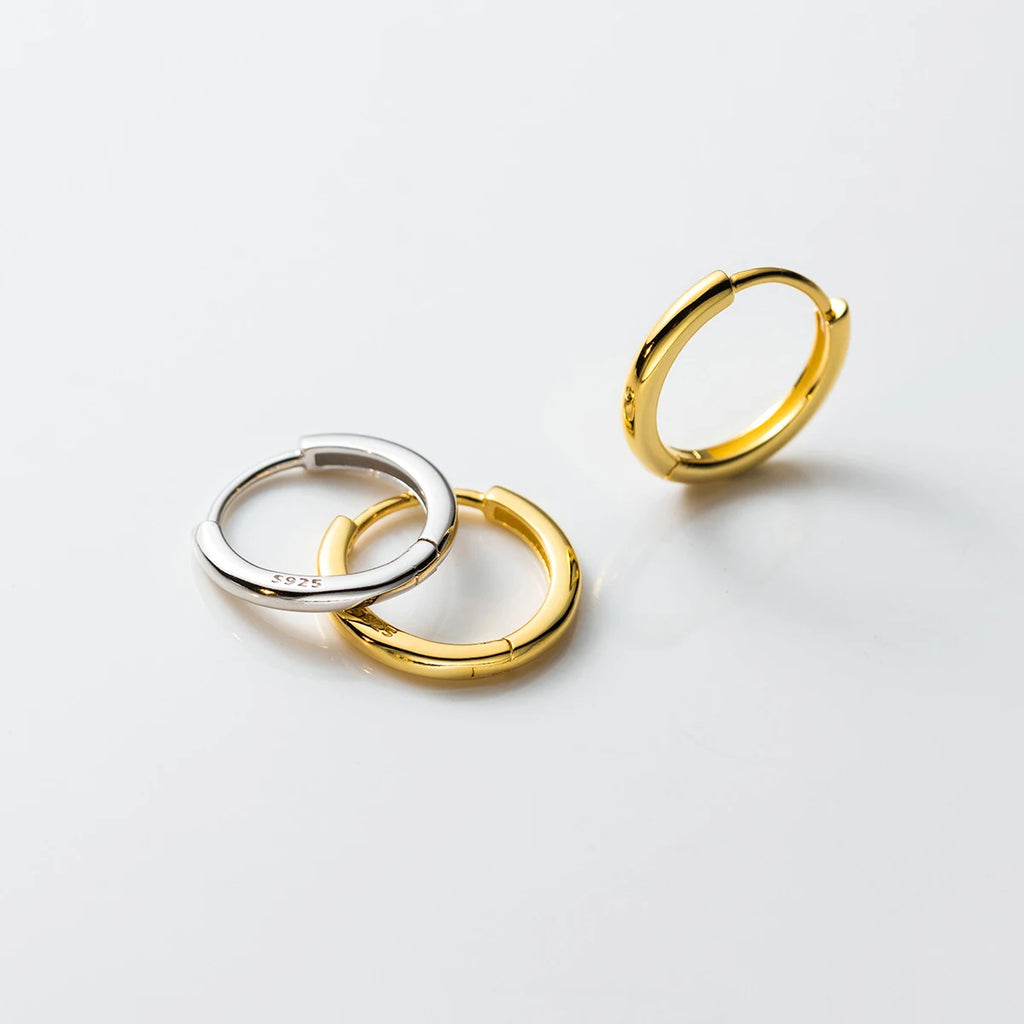 MODIAN 925 Sterling Silver Hoop Earrings, Platinum Plated, Gold/Silver, 10-18mm
