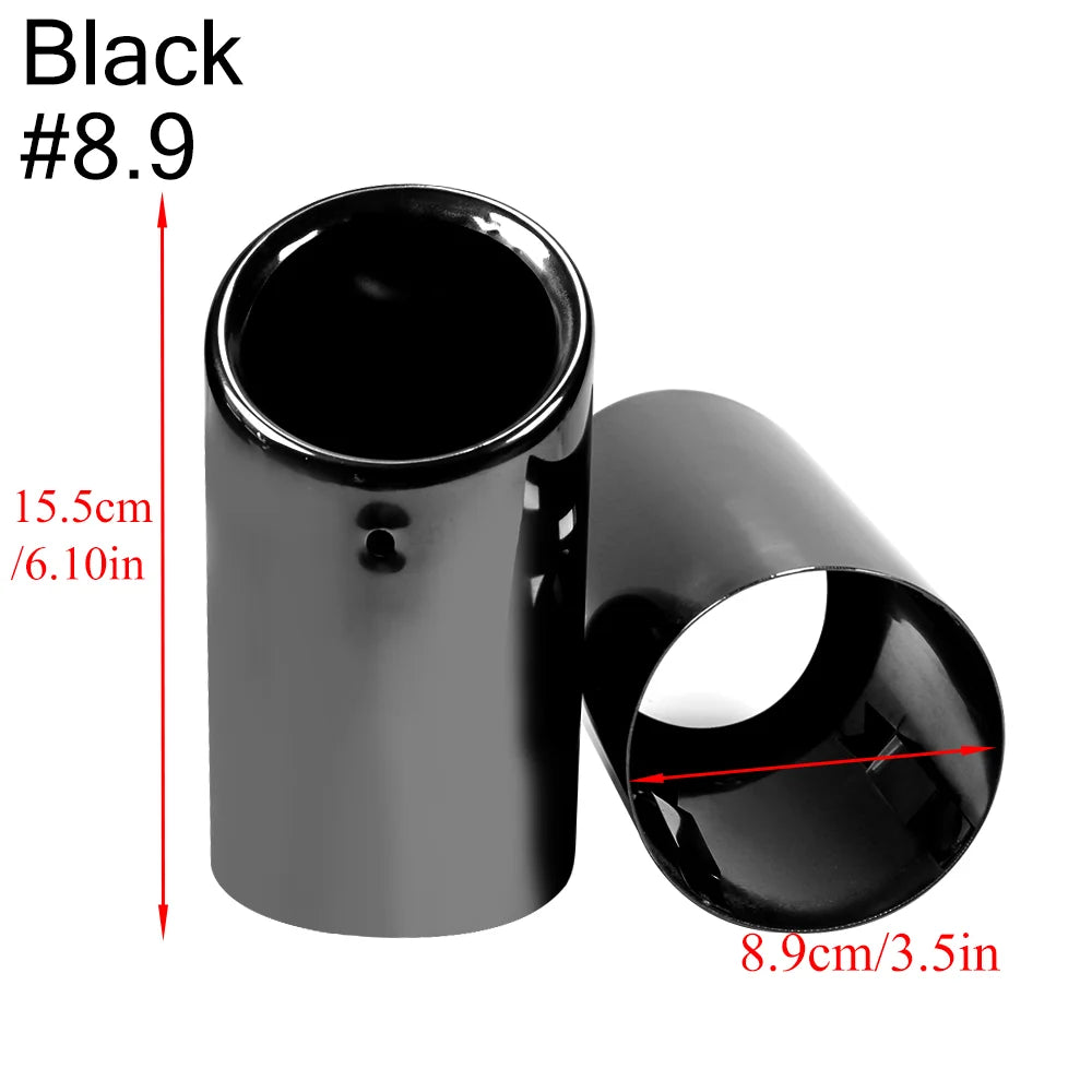 2pcs Stainless Steel Exhaust Muffler Tip Covers 7-9.5cm Black/Silver/Blue for Audi/VW