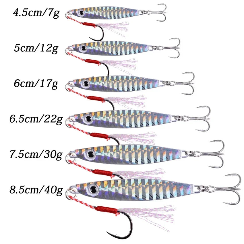 12pcs Pencil Bait Metal Casting Fixture 7/12/17/ 22/ 30/40g Shore Throwing Sea Bass Bait Sinking Artificial Bait Fishing Tackle