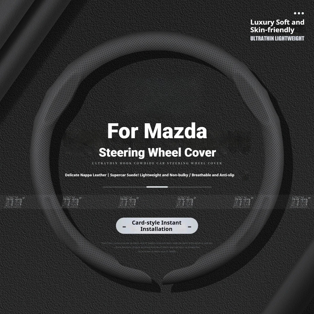 Snap-on leather steering wheel cover for Mazda 3 5 6 CX-5 CX-9 MX-5, black/brown/red/orange