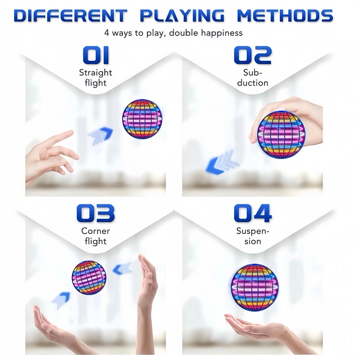 Flying Ball Boomerang Flyorb Magic With LED Lights Drone Hover Ball Stress Release Flying Spinner Fidget Toys Kids Family Gifts