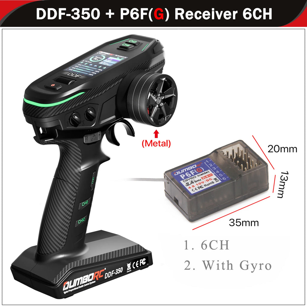 DUMBORC DDF-350 10CH Remote Controller 2.4G 10Channel Transmitter P6F P6DC Gyro Receiver for Drift Car Tank Boat Robot Toy Wltoy