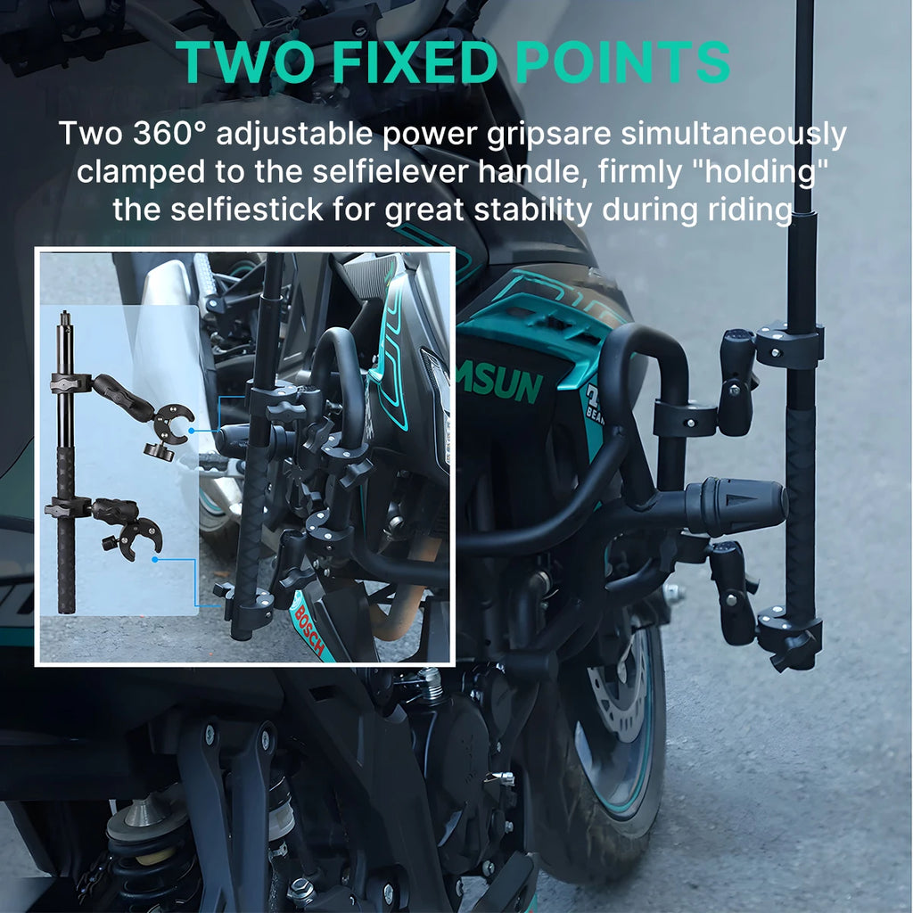 Double Head Clamp Kit For Insta360 One X2 X3 Motorcycle Bicycle Double Clip Bracket for GoPro 11 10 9 Action Camera Accessories