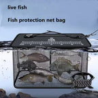 Floating fish basket, foldable fishing rack bucket, portable foldable fishing net for storing fishing equipment in the cage