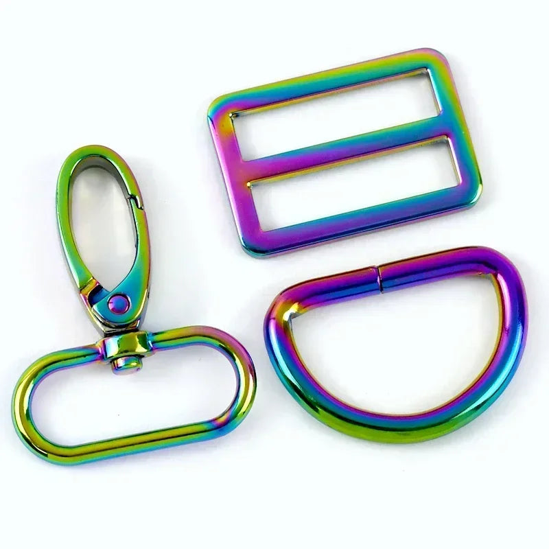 2/3Sets 16-38mm Bag Strap Lobster Buckle Metal Tri-glide Clasp For Webbing Adjuster D Ring Pet Collar Hook Hardware Accessories