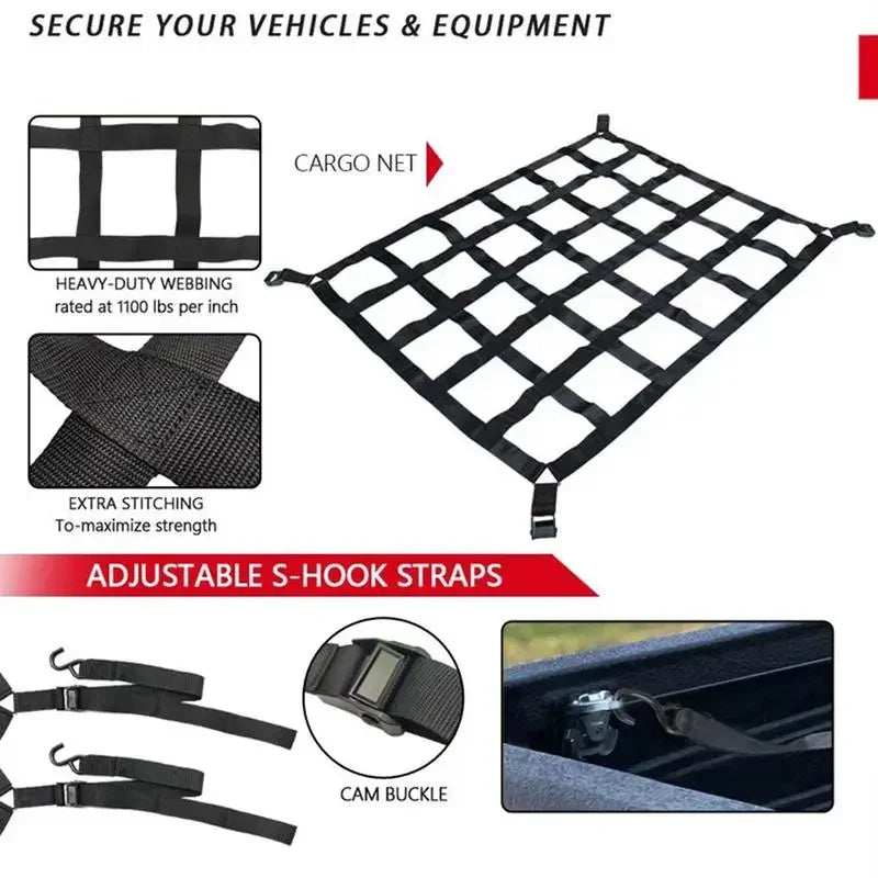 Heavy Duty Roof Rack Cargo Net PVC Webbing Truck Pickup SUV Van Cargo Safetyweb Control Net For Car Roof Car modification parts