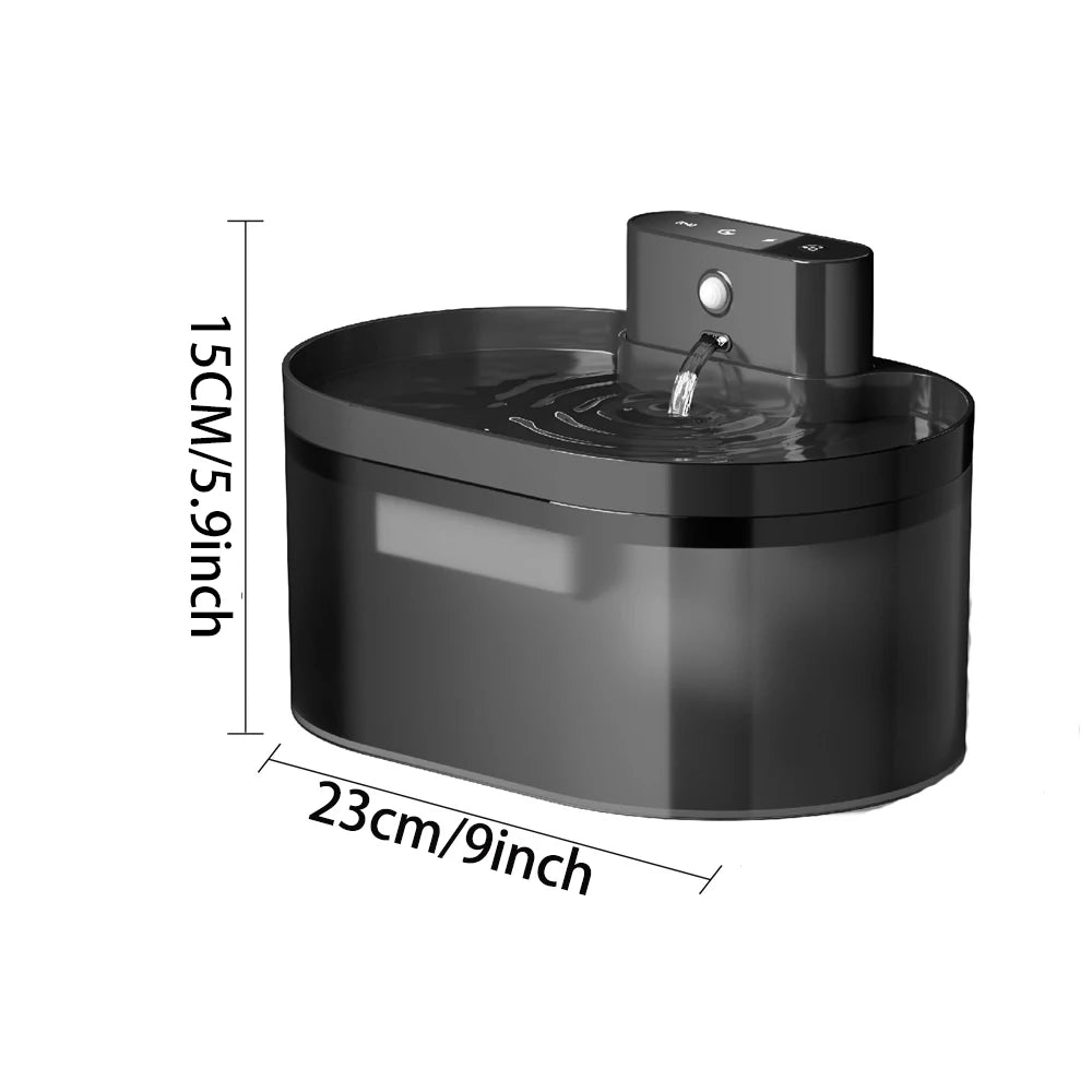 2.2L Automatic Pet Water Fountain for Cats & Dogs, Silent Induction Sensor, Rectangle