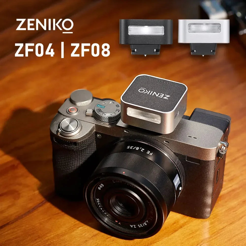 ZENIKO ZF04 ZF08 Mini Retro Flash Universal Hot Shoe Camera Flash Light for Fuji XT5 X100 XM5 Sony ZVE10 A7M4 Nikon Z30 Canon R8