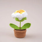 Mini Tulips Crochet Flowers Potted Cute Knitting Flowers Table Car Decor Handmade Artificial Tulips Flores Tejidas