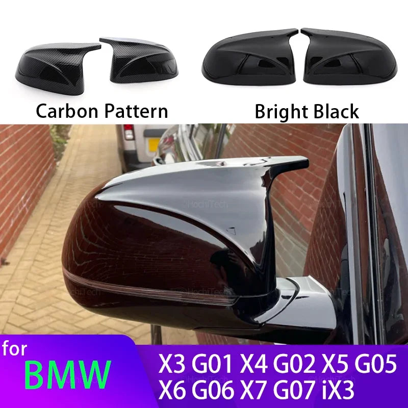 for BMW X3 G01 X4 G02 X5 G05 X7 G07 X6 G06 2018-2023 M style overlay Carbon Fiber Look Black Rearview Side Mirror cover Caps