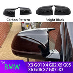 for BMW X3 G01 X4 G02 X5 G05 X7 G07 X6 G06 2018-2023 M style overlay Carbon Fiber Look Black Rearview Side Mirror cover Caps