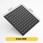 Stainless Steel Rainfall Shower Head Square High Flow 8/10/12 in, Black/Gold/Silver