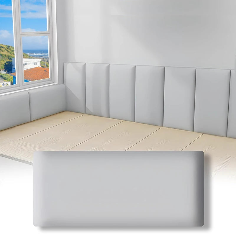 3D Soft Wall Panel for Safe Anti-Collision Wall Pad Self Adhesive Leather Rectangular Peel and Stick Headboard for Kids Bedroom