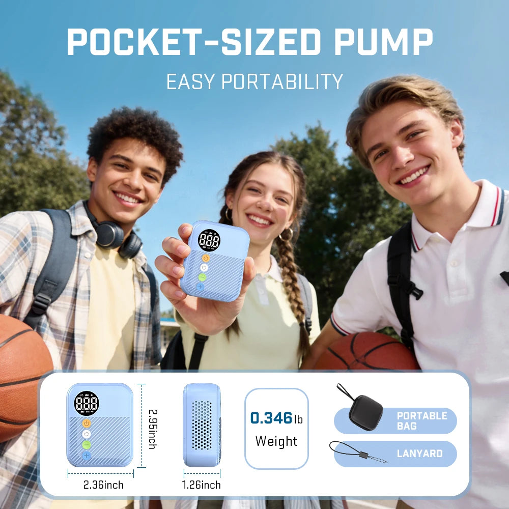 Carsun Mini Electric Bike Air Pump Wireless Portable 150Psi Tire Inflator with 480Mah Rechargeable Battery & Digital Display