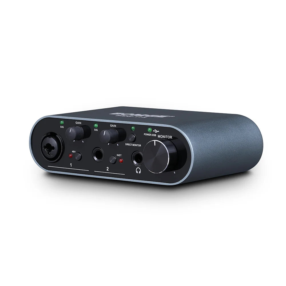 BOMGE BMG-11S Audio Interface 24-bit/192kHz Professional Sound Card And Monitor Headphones Amplifier Are Used For Live Recording