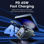 Toocki Digital Display Car Charger 105W 4 In1 Fast Charge Dual Type-C Cable With Retractable Cable For iPhone 16 15 14  Samsung