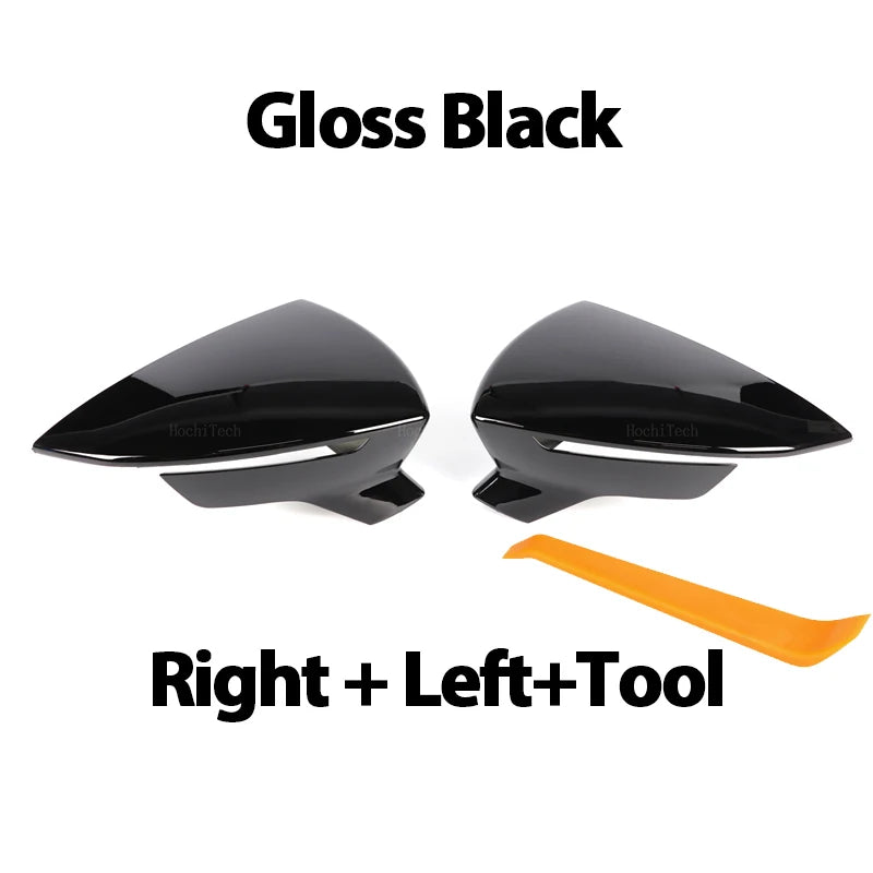 Gloss Black Mirror Cap for Seat Leon Lion 5F III Ibiza 6F V KJ1 Arona KJ7 Carbon LookCar Side Rearview Mirror Cover Accessories