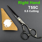 Japan 440C Titanium Qlating Barber Professional Scissors for Hairdresser 5.5 / 6.0 Cutting Thinning Black Hair Scissor Shears