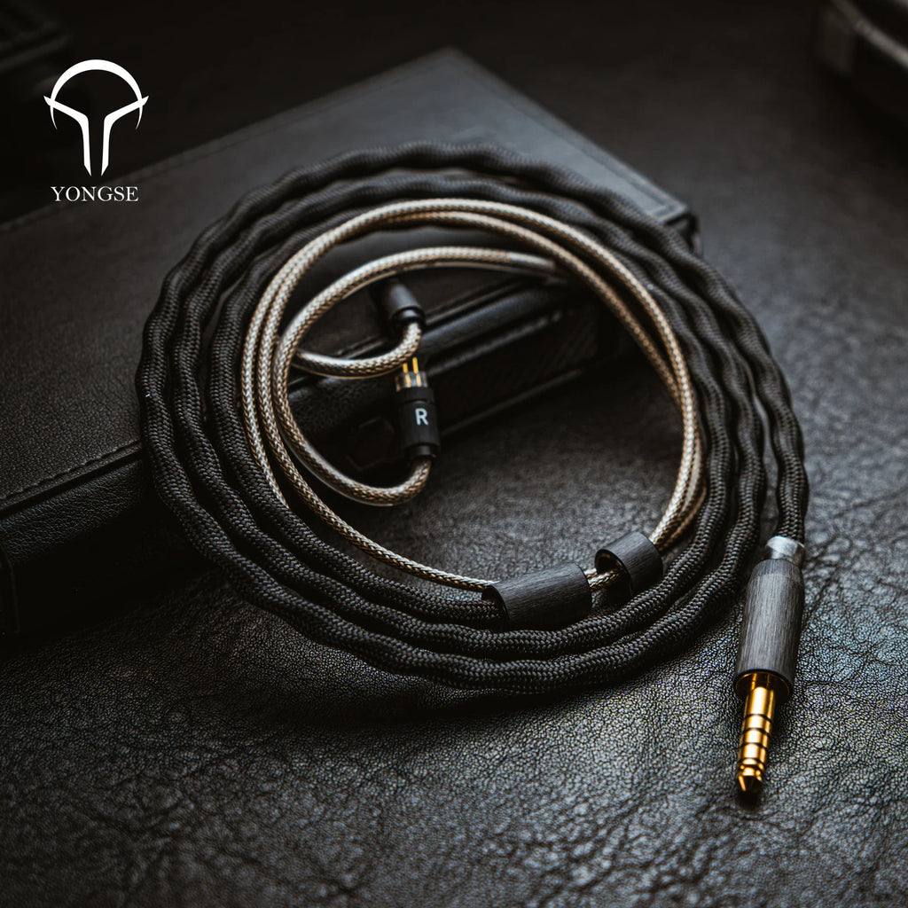 YONGSE BlackSea headphone cable 1.2m 0.78mm 2-pin to 4.4mm plug, Litz coaxial copper