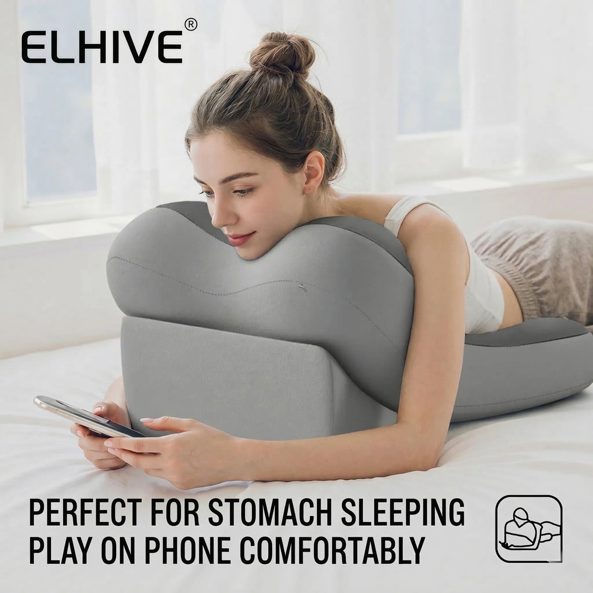 Adjustable Bed Wedge Pillow Memory Foam Backrest, 2-Piece Split Non-Slip Base, Light Yellow