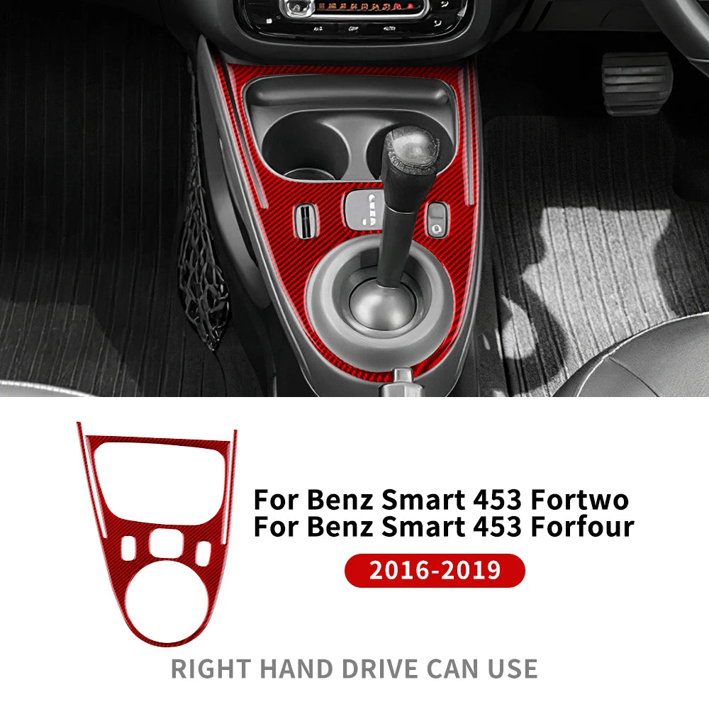 Real Soft Carbon Fiber  Car Gear Shift Panel Frame Trim Sticker for Mercedes Benz Smart 453 Fortwo/forfour 2016 2017 2018 2019