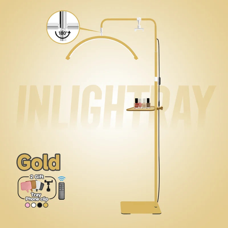 Free LOGO Rotatable Lashes Lamps Half Moon Light Led Moon Lamp Photography Fill Light for Lashes Extension Beauty Floor Lamps