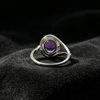 925 Sterling Silver Natural Stone Rings With Amethyst Simple Purple Oval Ring 8*10mm Fine Jewelry Friends Gifts for Women
