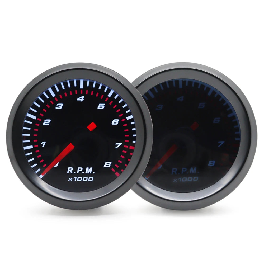 2“52mm Smoke Lens Auto Tachometer White LED 0-8000 RPM Meter Car Gauge 1-8 Cylinders