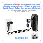 DSLR Camera Cage Side Handle Grip With Trigger Shutter Control Cable for Sony Canon Nikon Camera Carbon Fiber Top Hand Grip