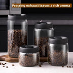 Multi Capacity Black Lid Coffee Pot Manual Vacuum Moisture-proof Storage Pot Kitchen Glass Teapot Coffee Bean Storage Sealed Jar